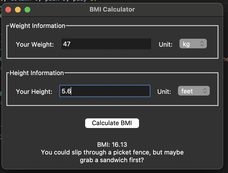 Python based BMI Calculator